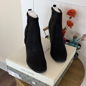 NWT Sun + Stone Women's Camilliaf Boots, Black, Size 9.5
